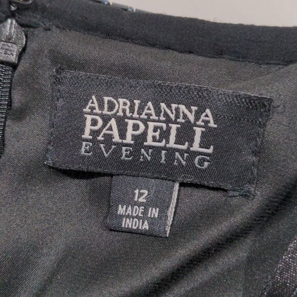 Adrianna Papell Evening Black Silk Beaded Strapless Dress size 12 - Picture 11 of 15